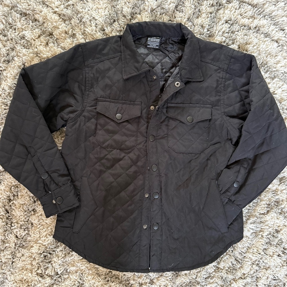 Boy’s Black Quilted Shirt Jacket (14/L)